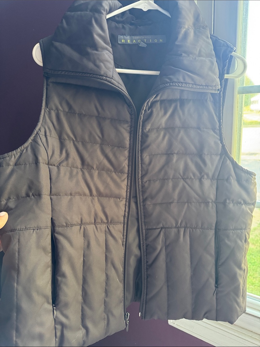 Kenneth Cole Reaction Chocolate Quilted Puffer Vest with Stand Collar